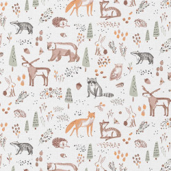 Printed Cotton OTTAWA2 White / Brown